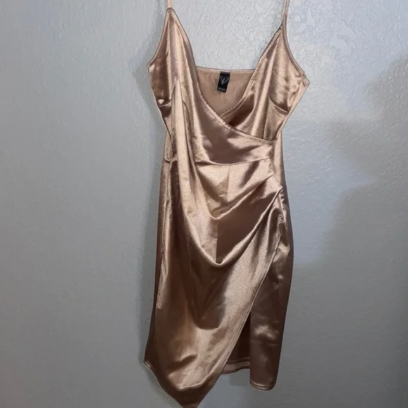 slim fit dress slacks Double Straps Golden Sequin Tight Short Dress – PollyBoutique main image 1
